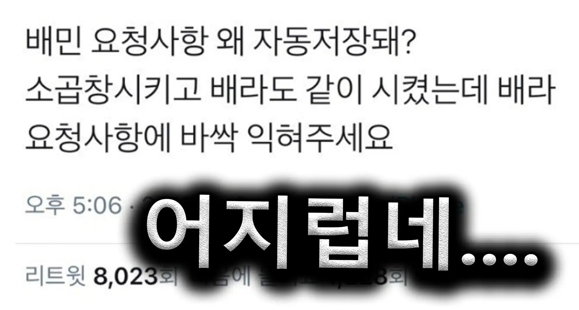 Read more about the article 배달앱 손님 vs 배달부 어질어질한 대결